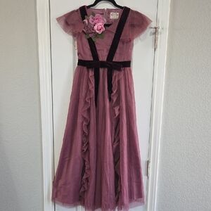 Elegant Mauve Kids Dress with Floral Accent
